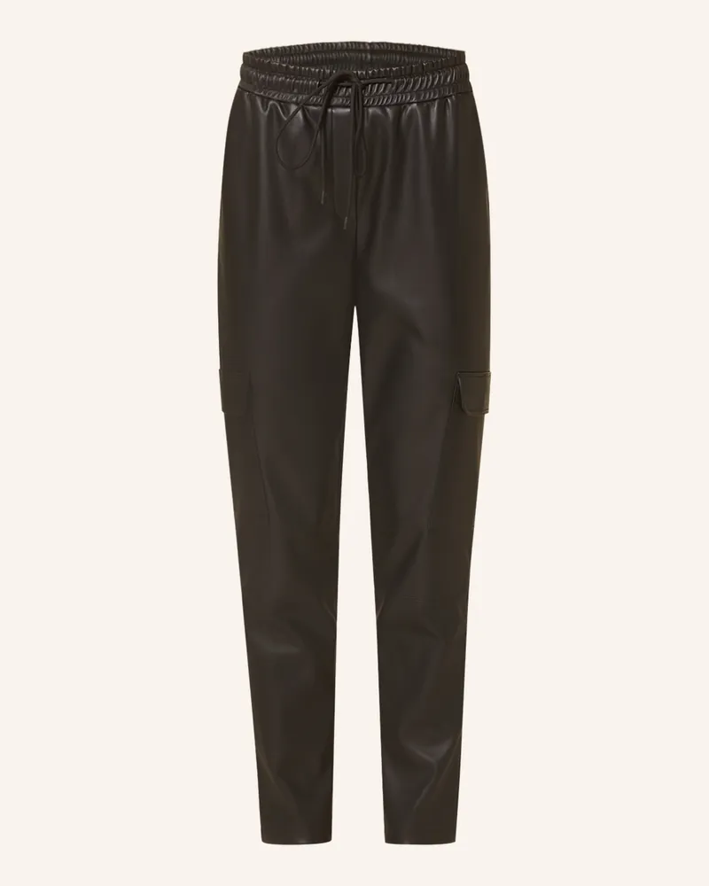 Darling Harbour Hose im Jogging-Stil in Lederoptik Schwarz