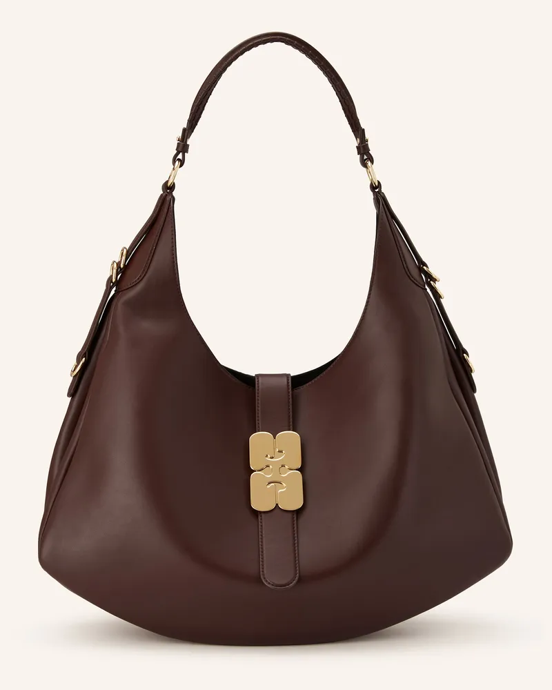 Ganni Schultertasche mit Pouch Braun