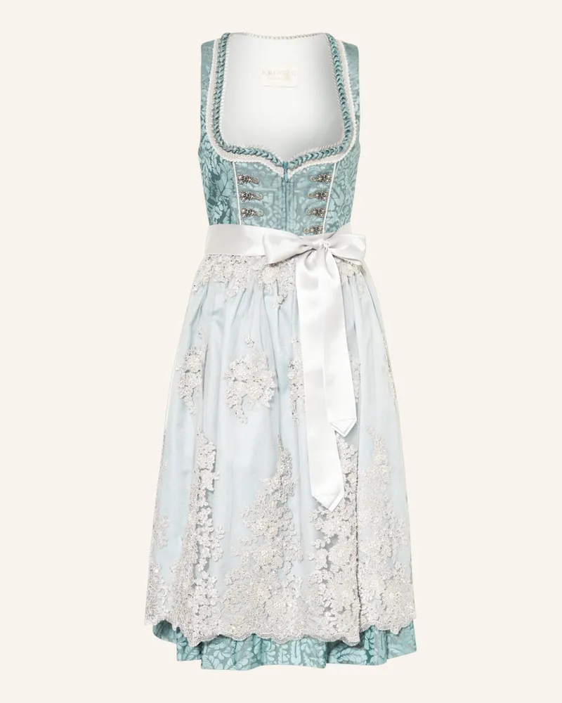 Krüger Dirndl JULA mit Schmucksteinen und Perlen Türkis