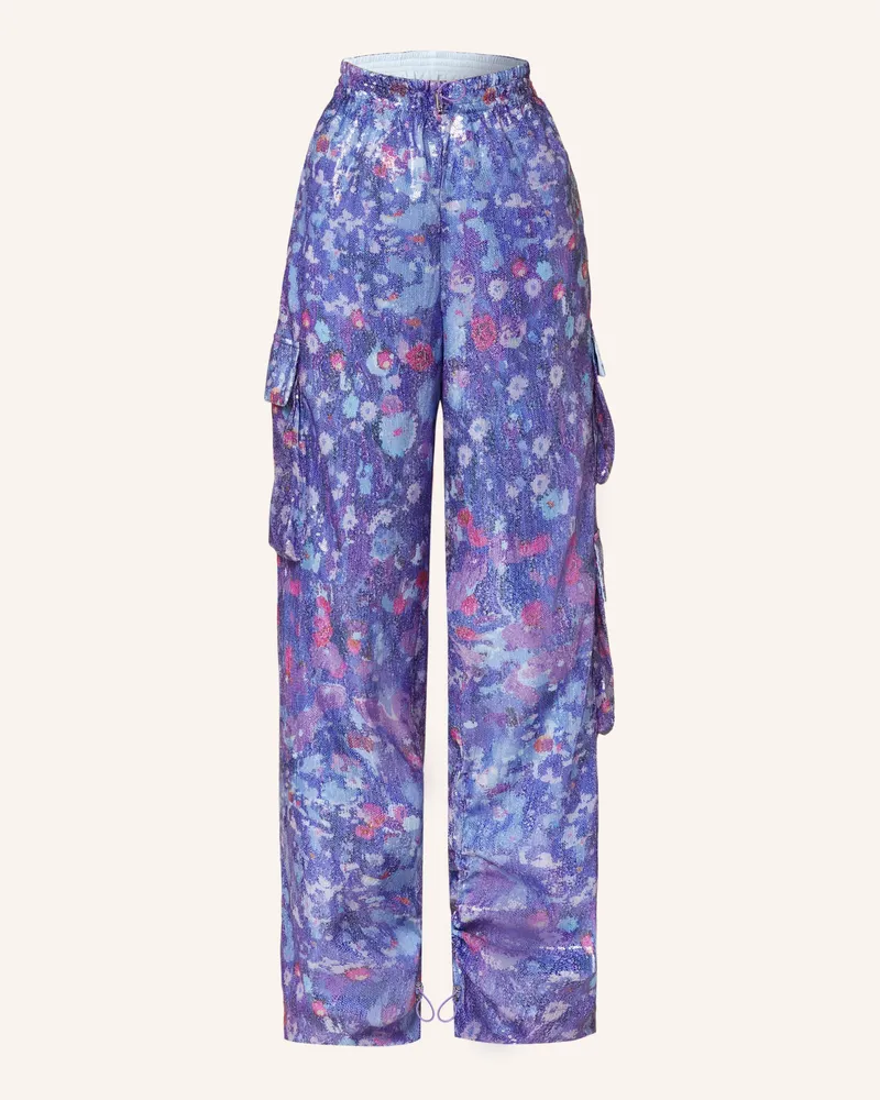 KHRISJOY Cargohose mit Pailletten Lila