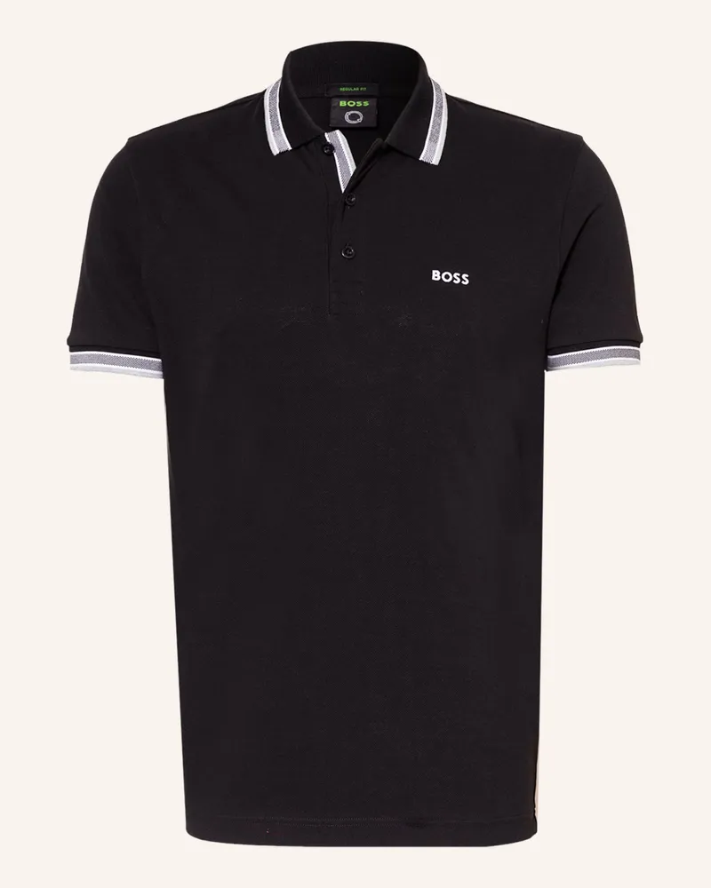 HUGO BOSS Piqué-Poloshirt PADDY CURVED Regular Fit Schwarz