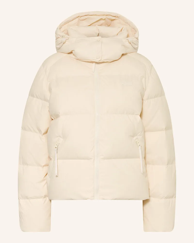 Lacoste Daunenjacke mit abnehmbarer Kapuze Ecru