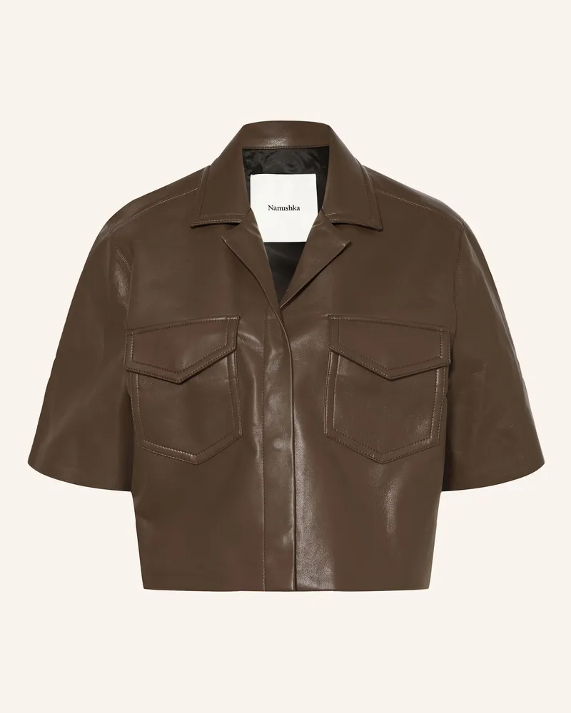 Nanushka Bluse Maisie In Lederoptik braun Dunkelbraun