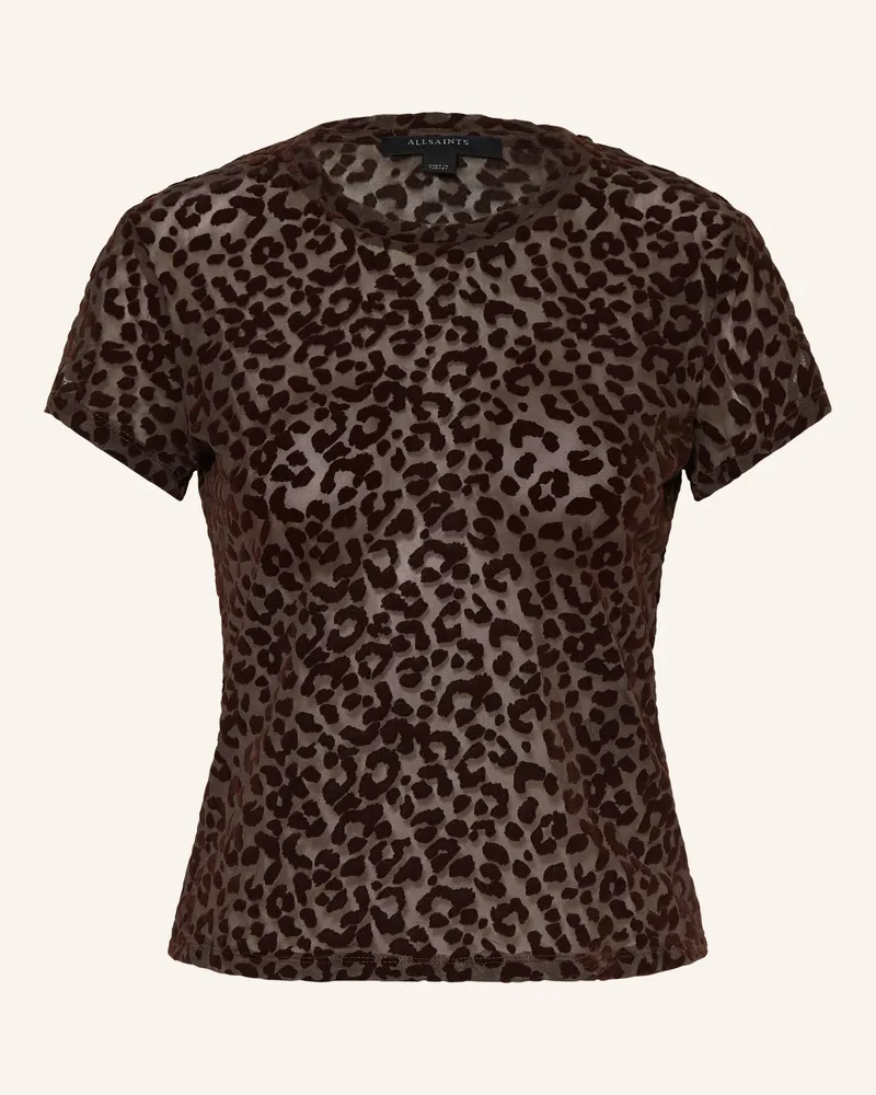 AllSaints T-Shirt ELLIE aus Mesh Dunkelbraun