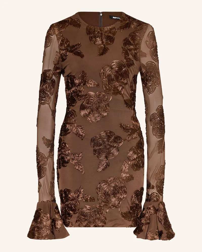 ROTATE Birger Christensen Mesh-Kleid Braun