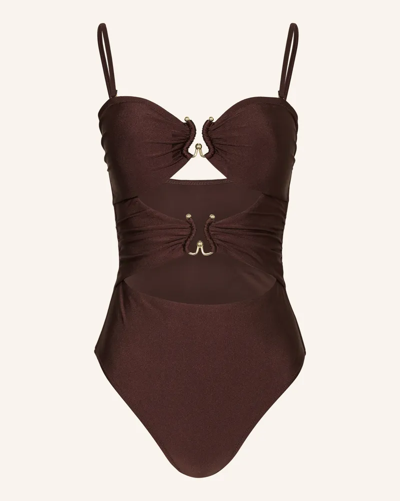 Mrs & HUGS Bandeau-Badeanzug mit Cut-outs Dunkelbraun