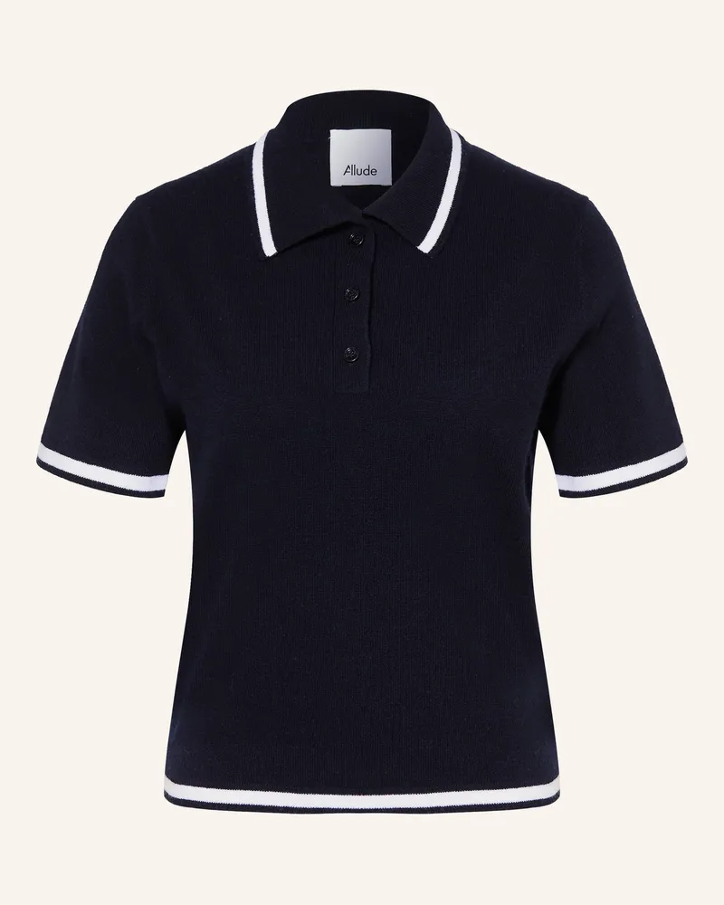 ALLUDE Strick-Poloshirt aus Cashmere Dunkelblau