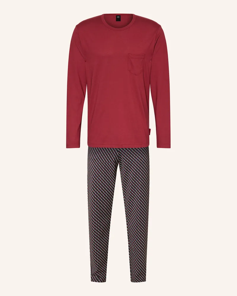 Calida Schlafanzug Relax Imprint rot Dunkelrot