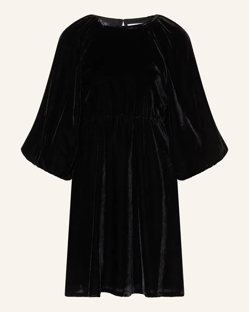 Selected Samtkleid mit 3/4-Arm Schwarz