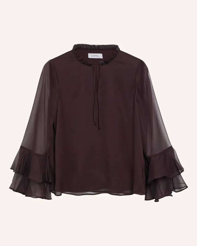 COMMA Blusenshirt Mit Volants rot Dunkelrot