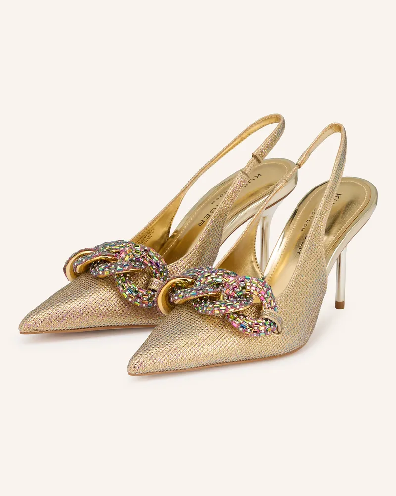 Kurt Geiger Slingpumps CRYSTAL CHAIN mit Schmucksteinen Gold
