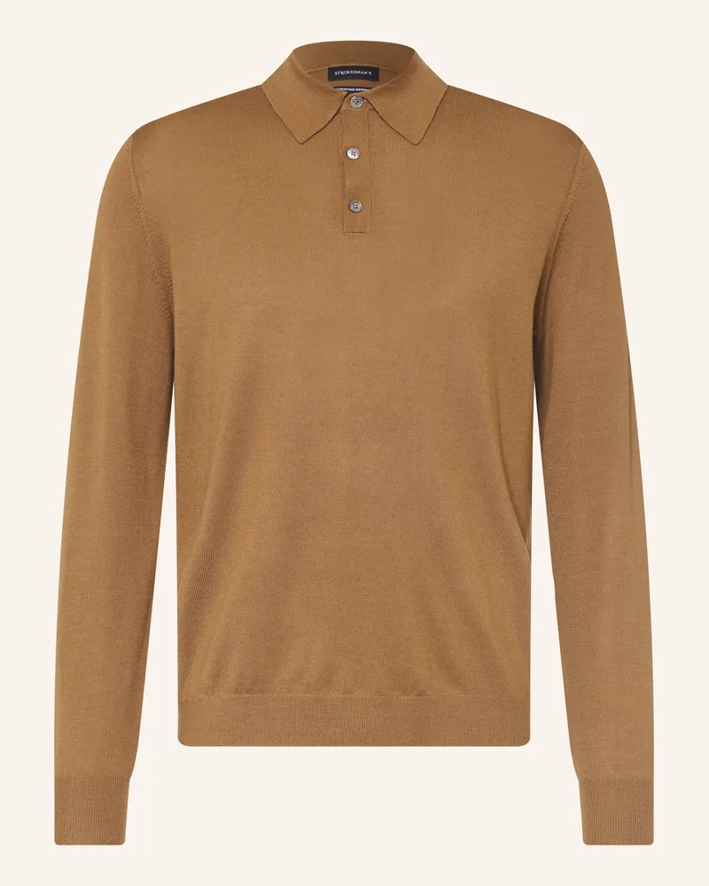 Strokesman's Strick-Poloshirt Aus Merinowolle braun Camel