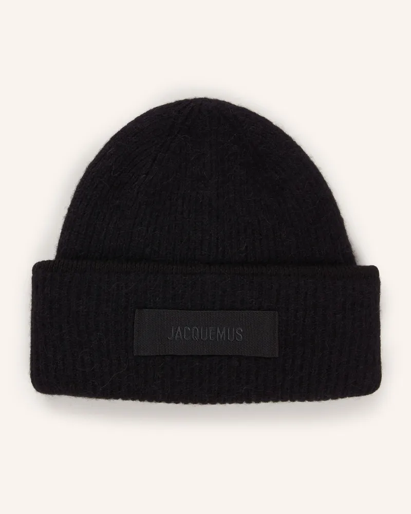 Jacquemus Mütze LE BONNET GROS GRAIN mit Alpaka Schwarz