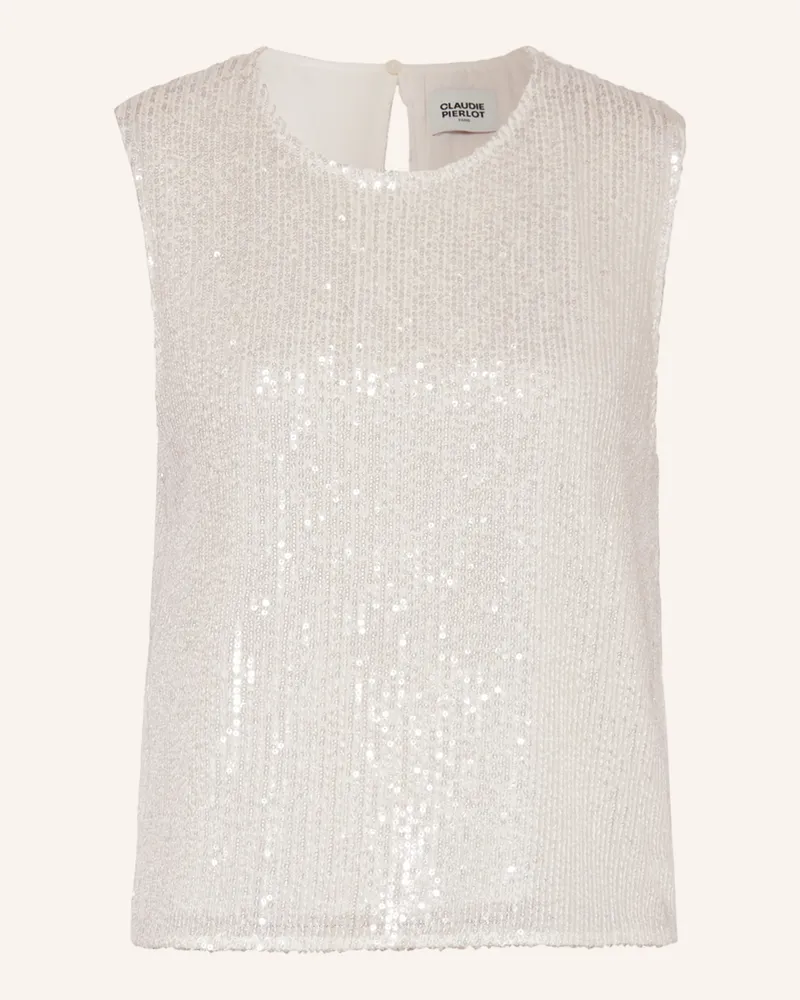 Claudie Pierlot Blusentop BEAU mit Cut-outs und Pailletten Ecru