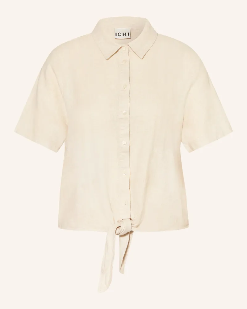 ICHI Hemdbluse Ihlinno Mit Leinen weiss Ecru