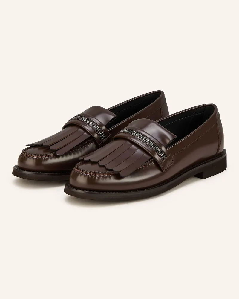 Brunello Cucinelli Loafer Mit Schmucksteinen braun Dunkelbraun