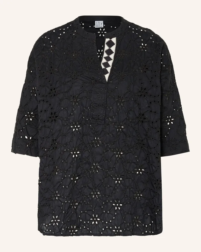 Emily van den Bergh Blusenshirt aus Lochspitze Schwarz