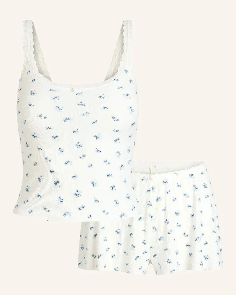 SKIMS Lounge-Set Soft Lounge Lace blau Weiss