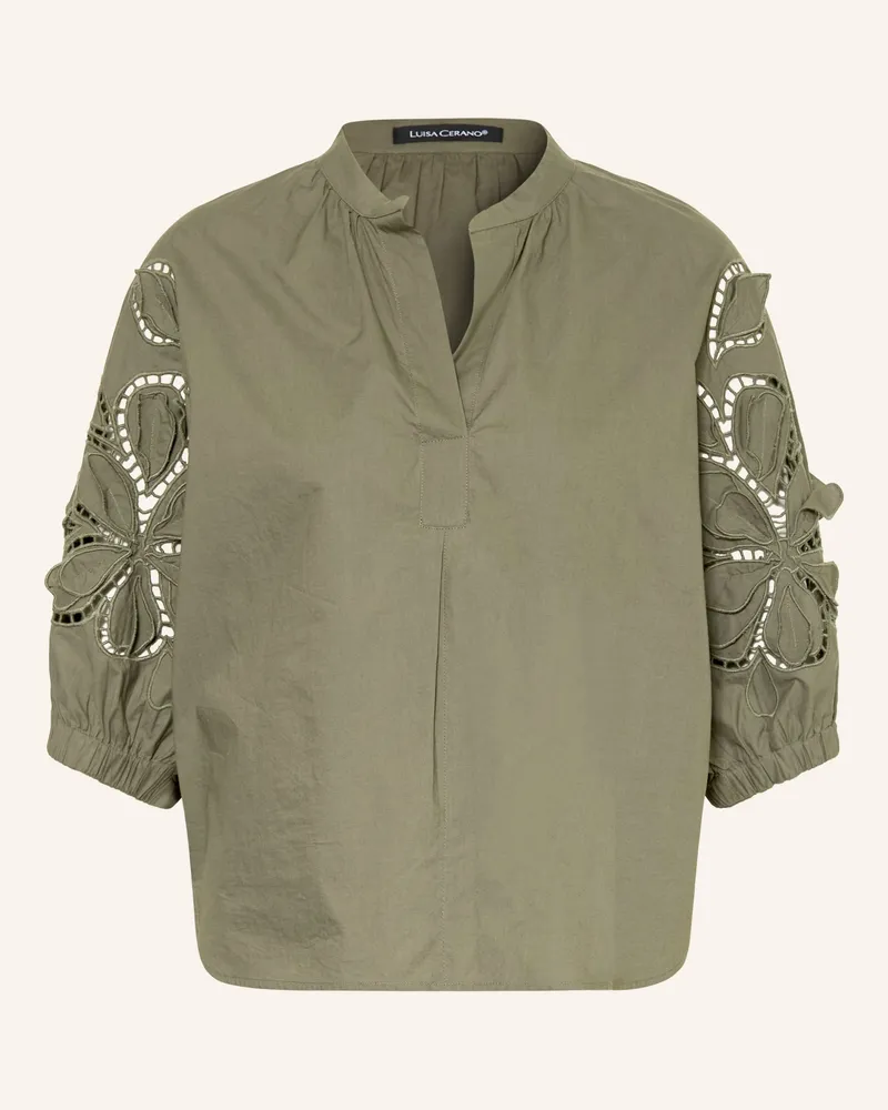 Luisa Cerano Blusenshirt Mit Lochspitze gruen Khaki