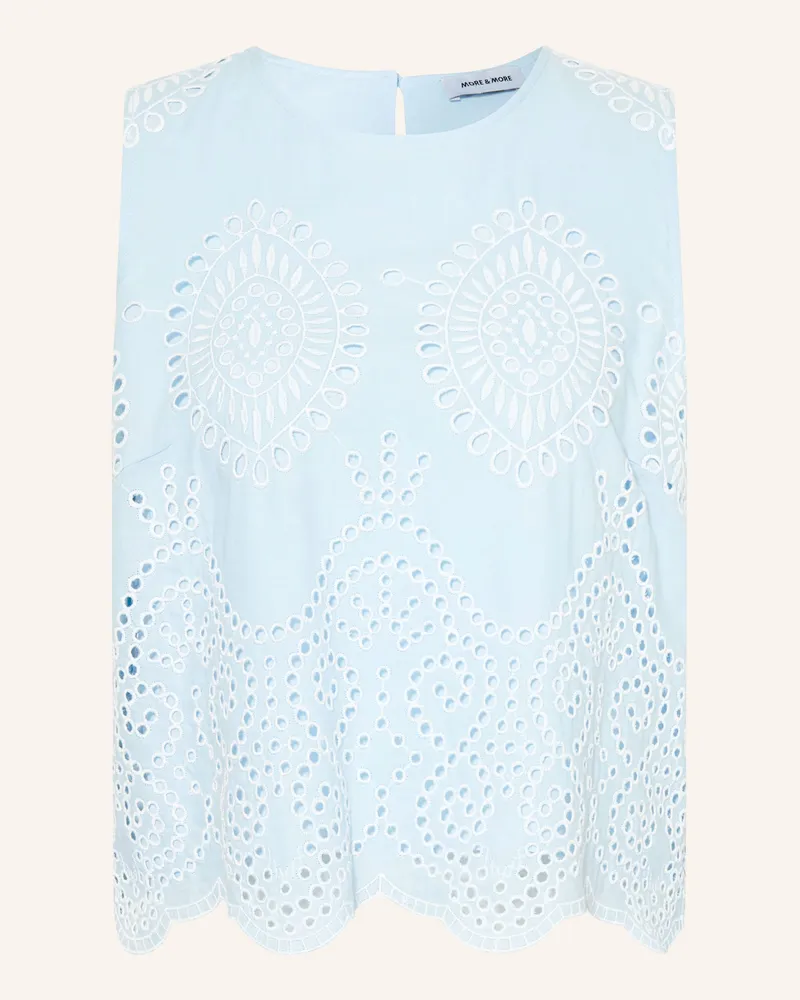 More & More Blusentop aus Lochspitze Hellblau
