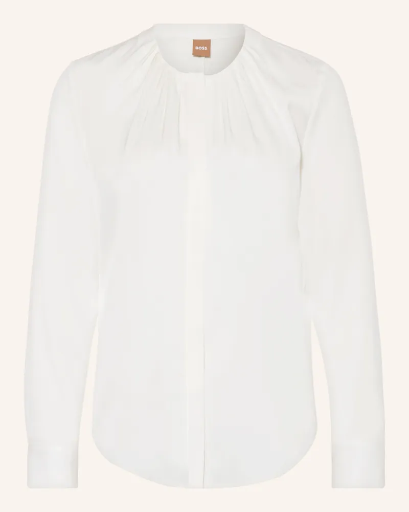 HUGO BOSS Bluse BANORAH aus Seide Weiss