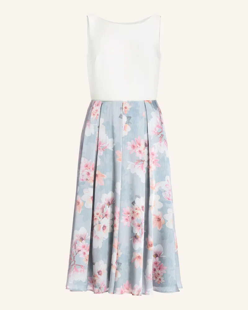 Swing Cocktailkleid im Materialmix Blaugrau