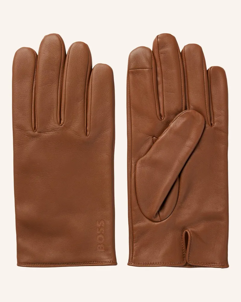 HUGO BOSS Lederhandschuhe GLOVE Braun