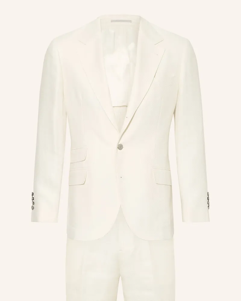 Brunello Cucinelli Anzug Extra Slim Fit mit Seide und Leinen Creme