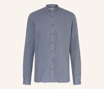 Trachtenhemd Tailored Fit Mit Stehkragen blau