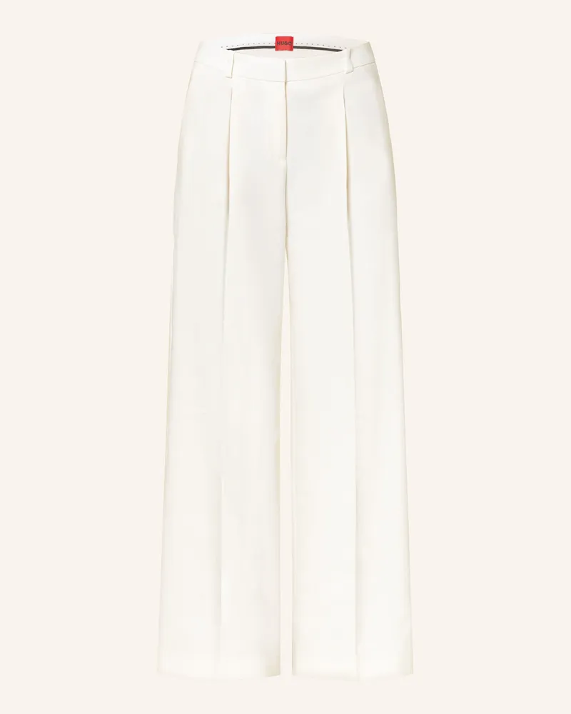 HUGO BOSS Marlenehose HALATI mit Leinen Ecru