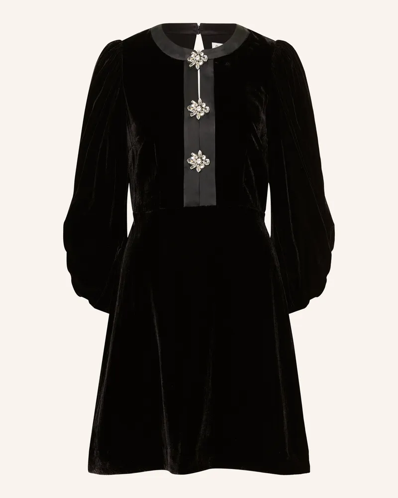 Phase Eight Samtkleid HEIDI mit Schmucksteinen Schwarz