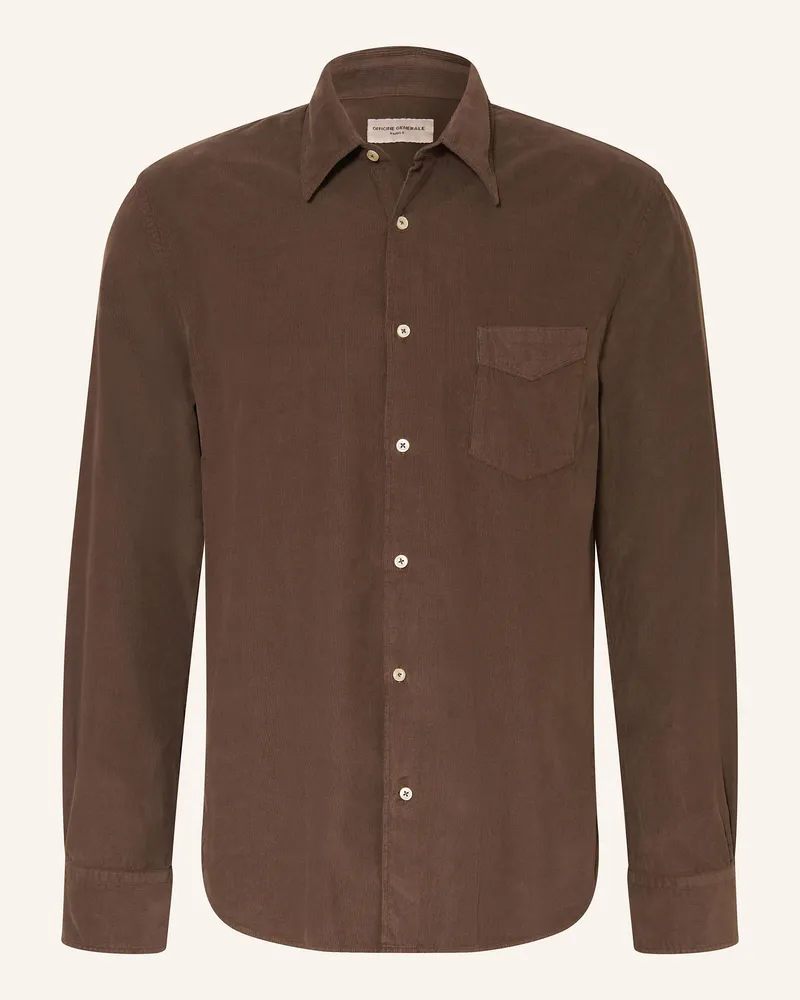 Officine Generale Cordhemd BENOIT Comfort Fit Dunkelbraun