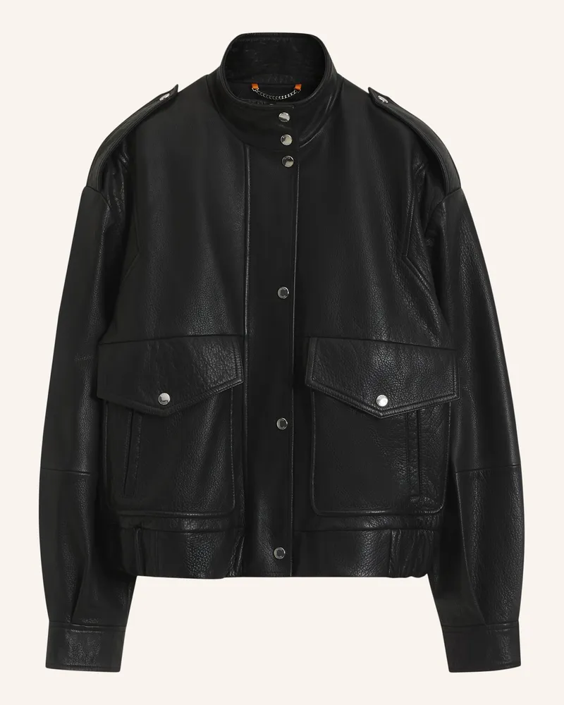 HUGO BOSS Lederjacke C_Sabea1 Regular Fit schwarz Schwarz
