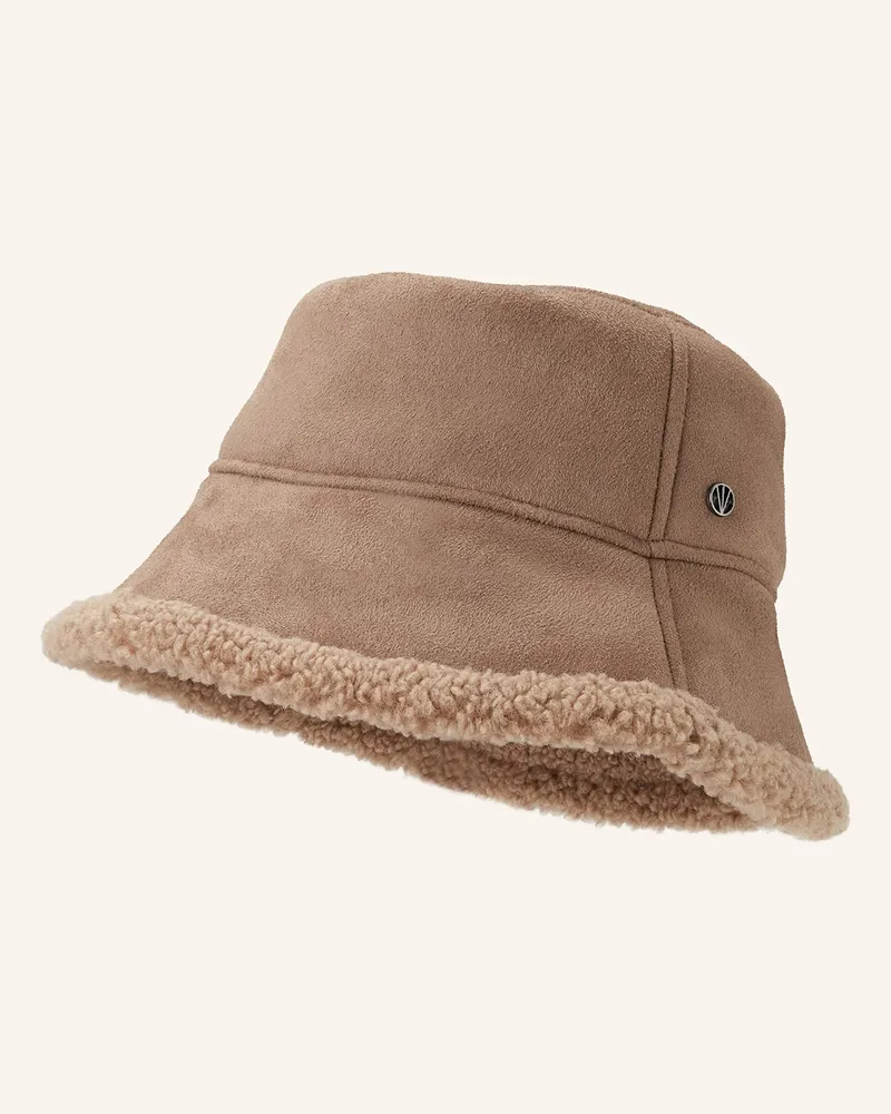 Loevenich Bucket-Hat in Lederoptik Taupe