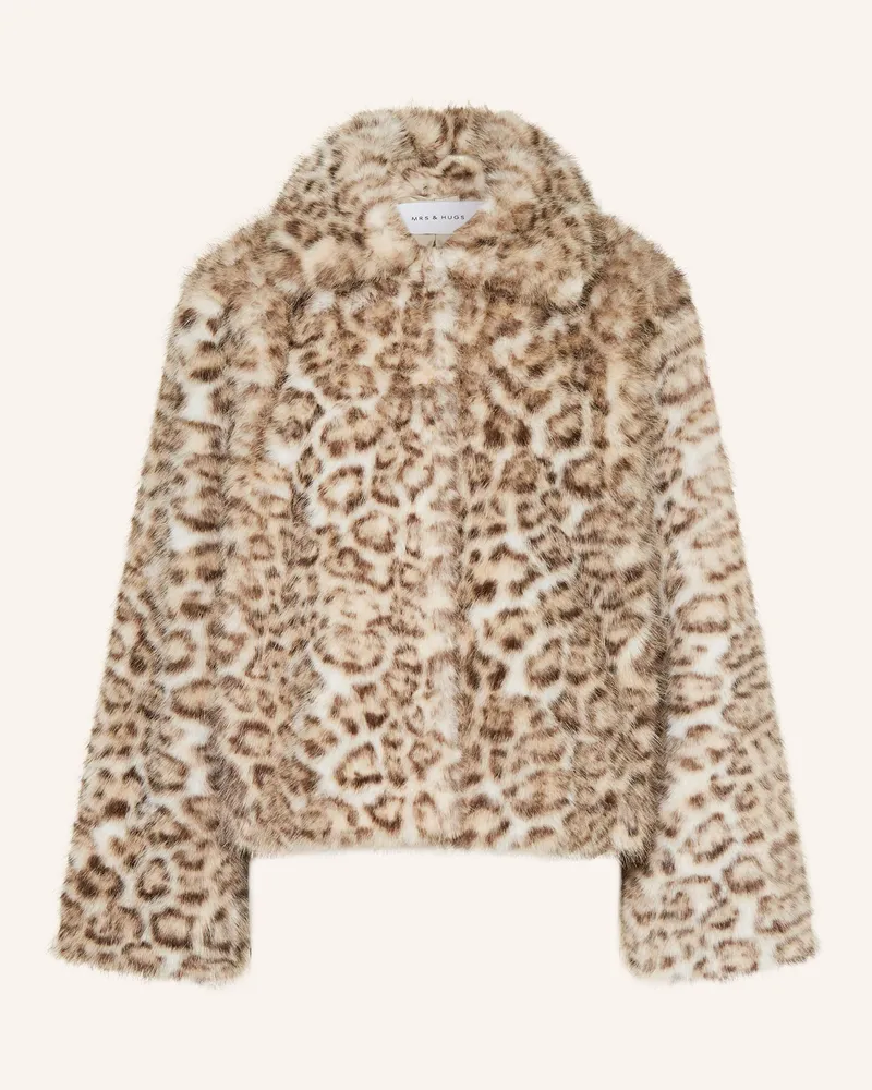 Mrs & HUGS Kunstfell-Jacke weiss Hellbraun