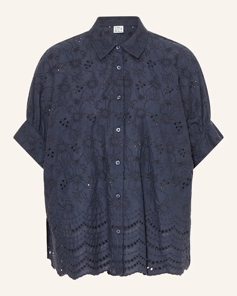 Emily van den Bergh Hemdbluse Aus Lochspitze blau Dunkelblau