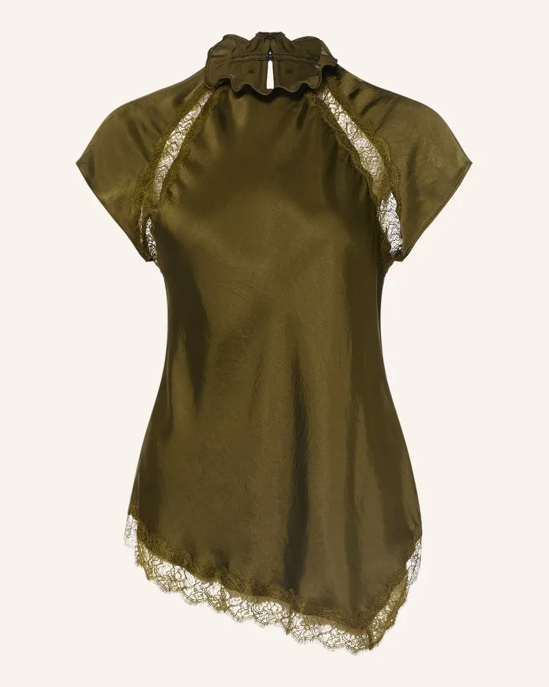 Claudie Pierlot Blusenshirt Aus Satin Mit Spitze gruen Grün
