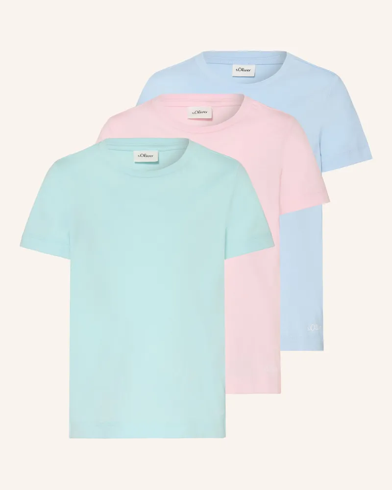 S.Oliver 3er-Pack T-Shirts blau Hellblau