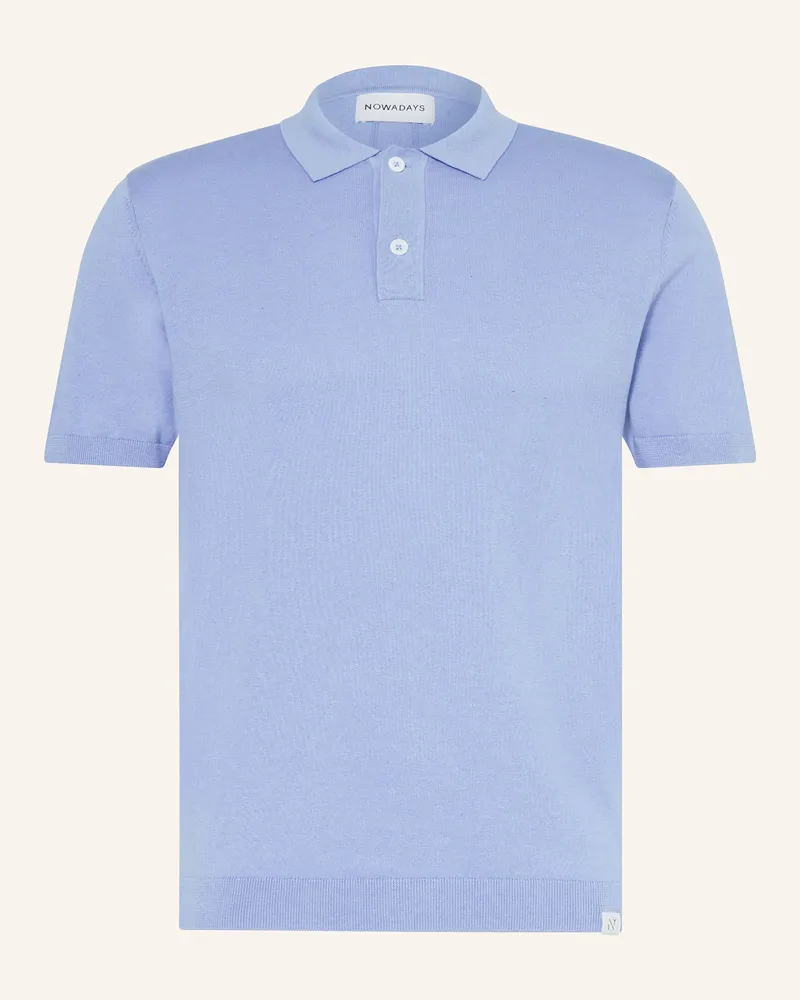 Nowadays Strick-Poloshirt mit Seide Blau