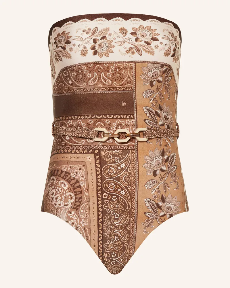 Zimmermann Bandeau-Badeanzug LUCKY Braun