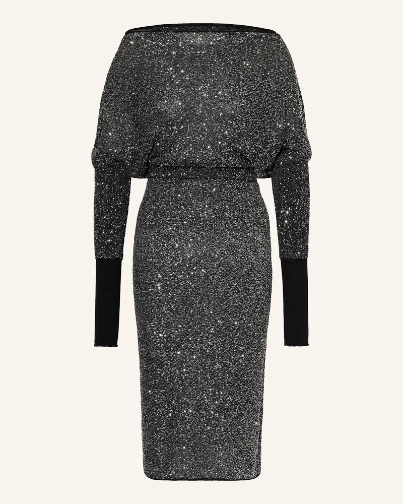 Max Mara Jerseykleid OPZIONE mit Pailletten Silber