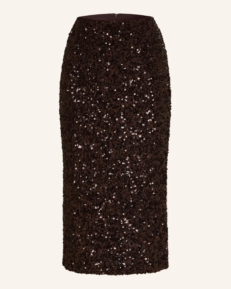 MARELLA Rock mit Pailletten Dunkelbraun