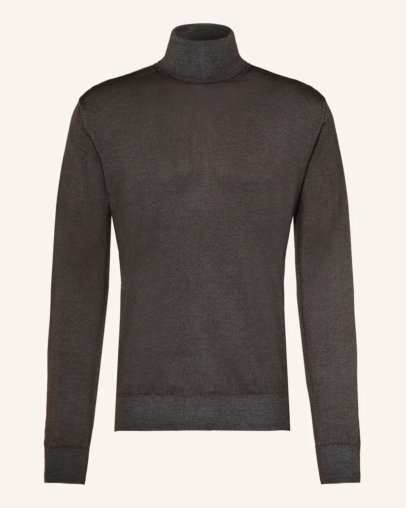 Eton Rollkragenpullover braun Dunkelbraun