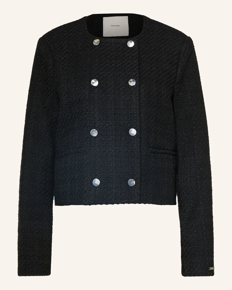 Calvin Klein Kastenjacke Aus Bouclé schwarz Schwarz