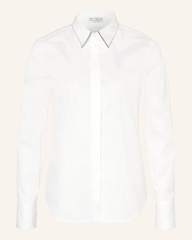 Brunello Cucinelli Hemdbluse Mit Schmucksteinen weiss Weiss