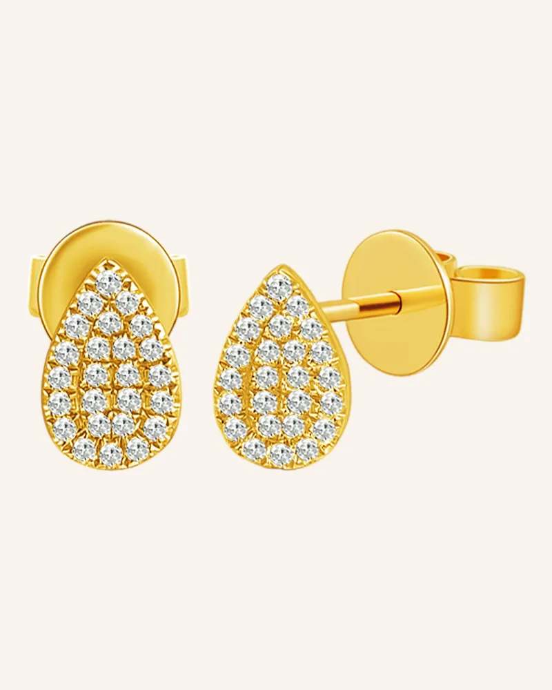 Leaf Ohrstecker DROPS aus 18 Karat Gelbgold mit Diamanten Gold