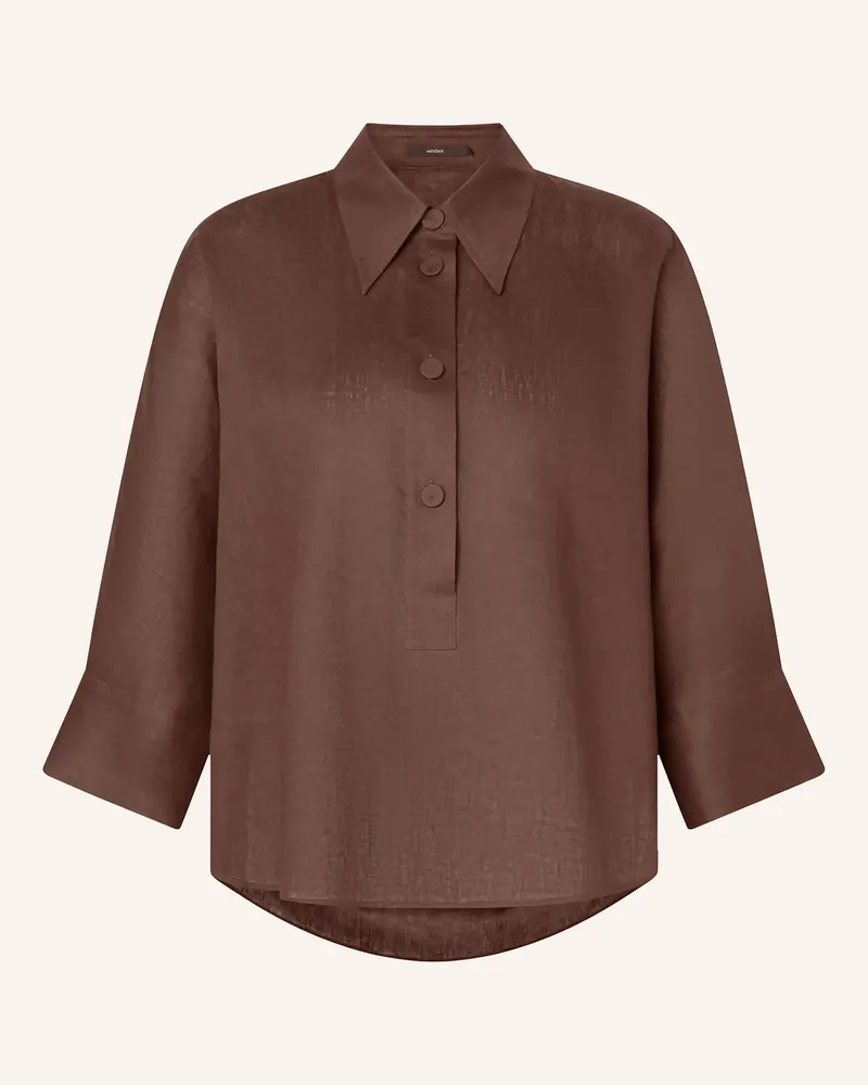 windsor. Blusenshirt Aus Leinen Mit 3/4-Arm braun Dunkelbraun