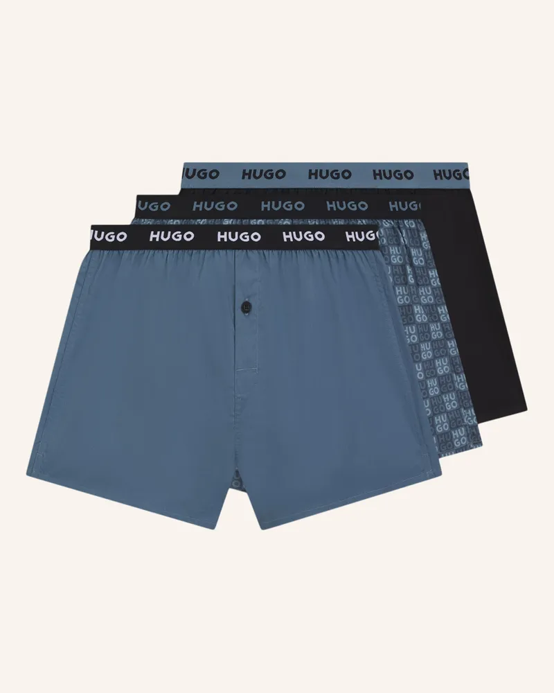 HUGO BOSS Boxershort Woven Boxer Triplet schwarz Weiss
