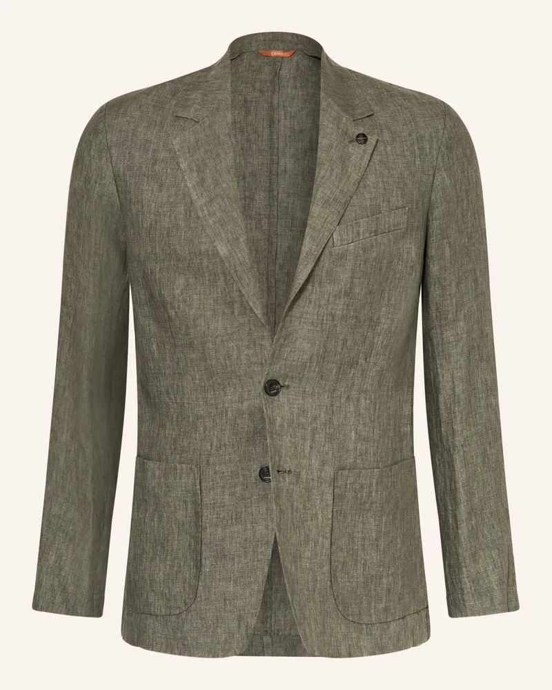 CRUNA Leinensakko Tribeca Slim Fit gruen Oliv