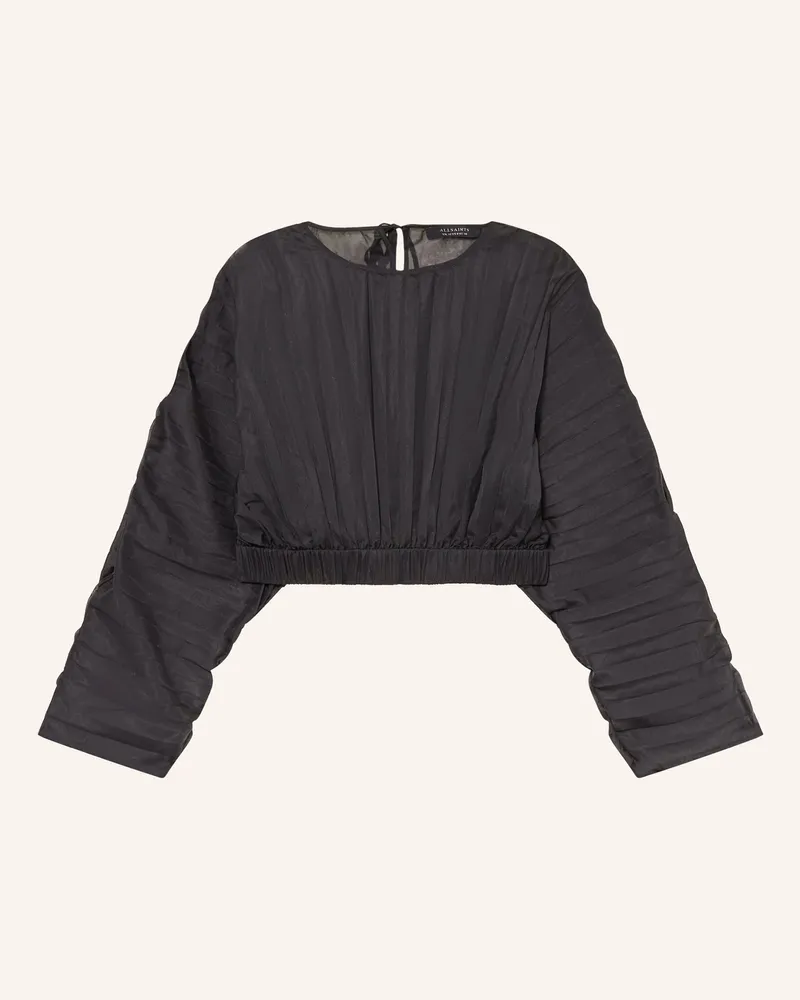 AllSaints Cropped-Blusenshirt MICAELA mit Plissees Schwarz